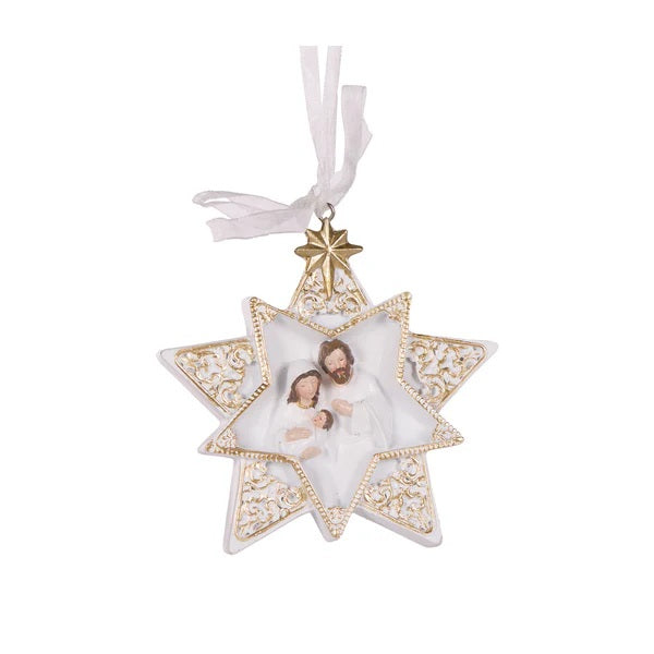 WHITE AND GOLD STAR NATIVITY HANGING