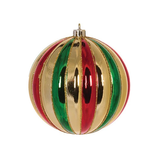HIGH SHINE GOLD TRADITIONAL STRIPED BAUBLE EXE114