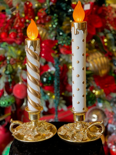 WHITE AND GOLD SWIRL CANDLE DECOR ECA090