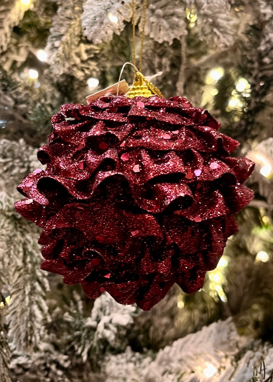 BURGUNDY RUFFLES BAUBLE EXZ127