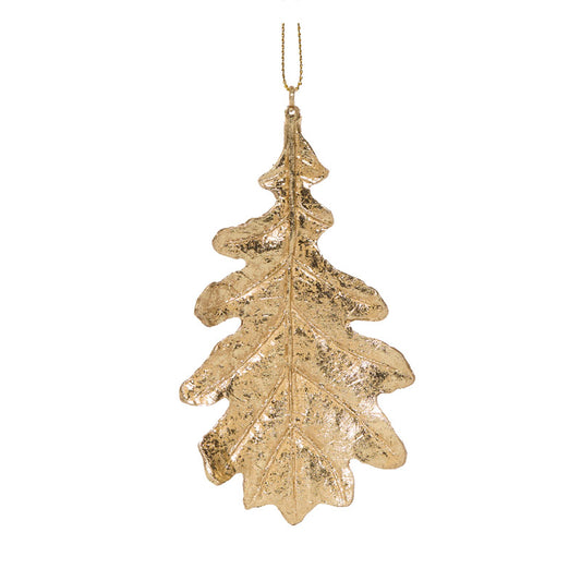 GOLD OAK LEAF HANGING ORNAMENT FCA095C