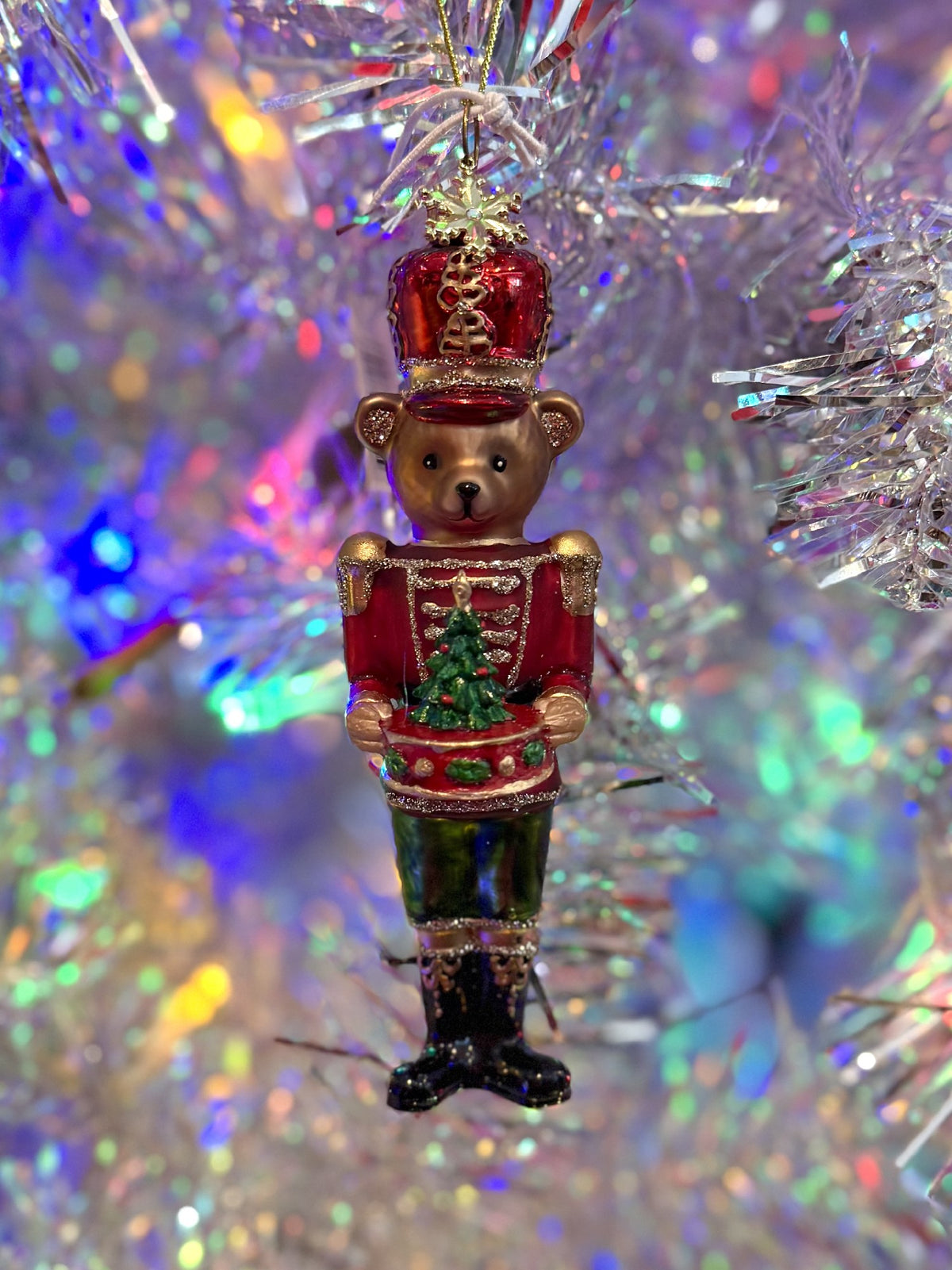 Red Bear Nutcracker Glass Ornament FCA169