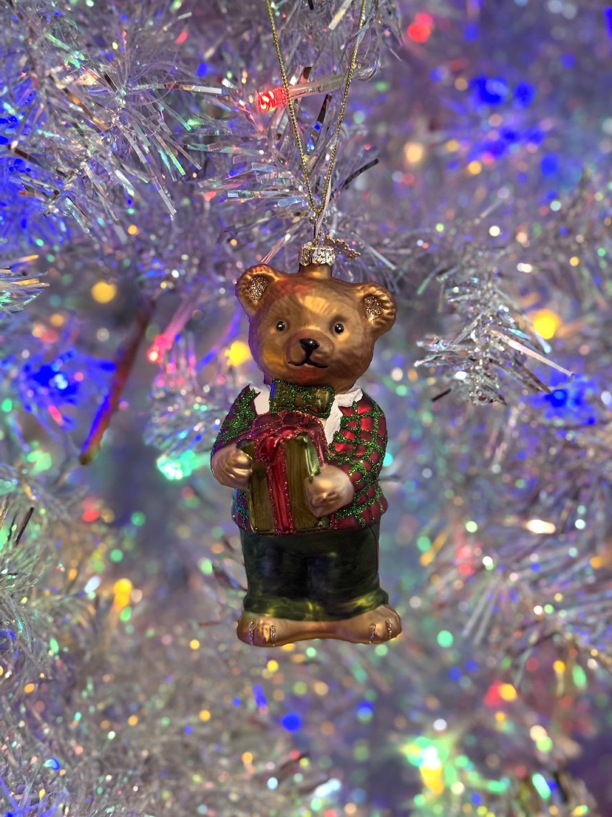 BOY BEAR GLASS ORNAMENT FCA170