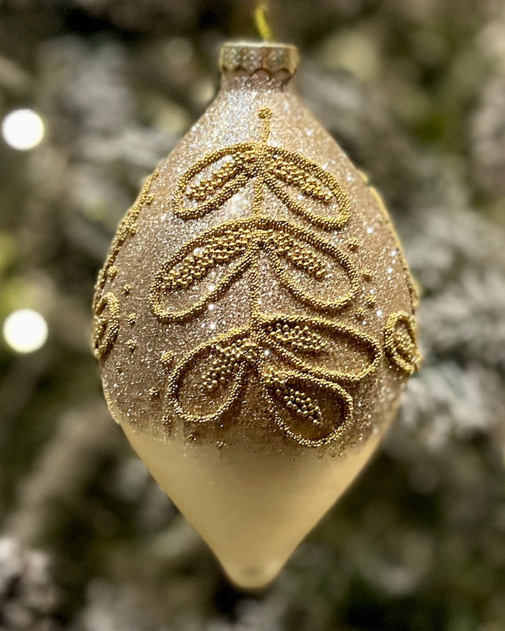GOLD LEAF GLASS TEARDROP HANGING ORNAMENT RAM002