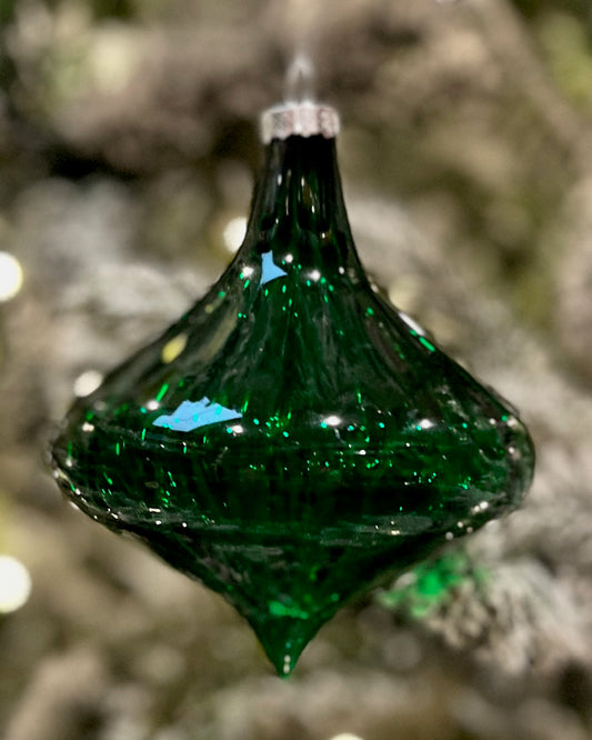 GREEN ONION DROP GLASS ORNAMENT HANGING RAM276