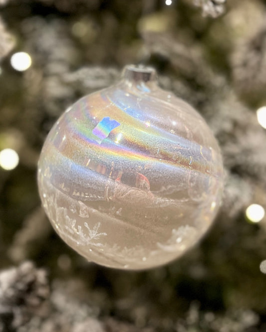 IRIDESCENT PEARL ROUND GLASS HANGING ORNAMENT RAM480
