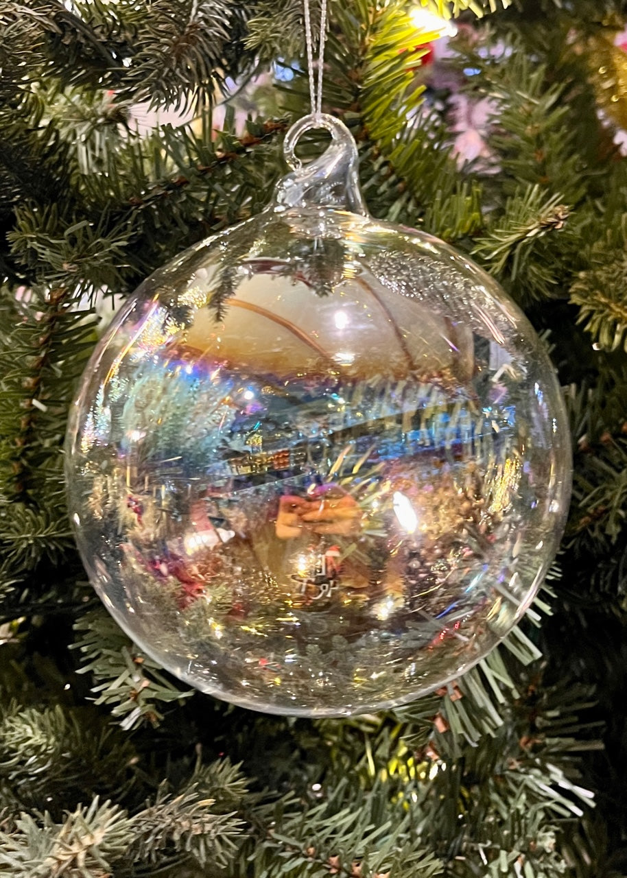 15CM IRIDESCENT GLASS BALL RAM495