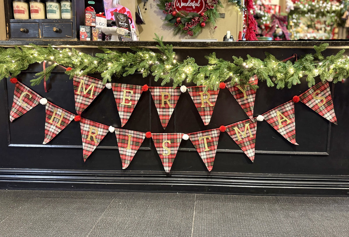Festive Plaid Merry Xmas Bunting 220cm XM1411