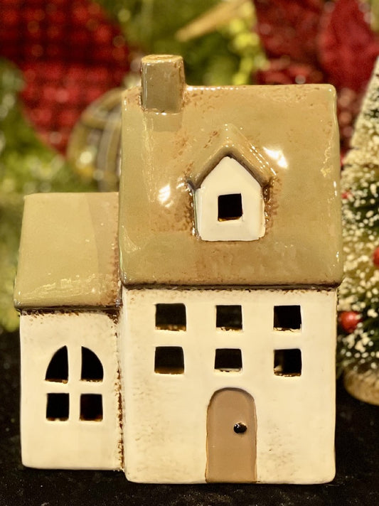 ALSACE TEA LIGHT CHAPEL OLIVE GREEN YA0046