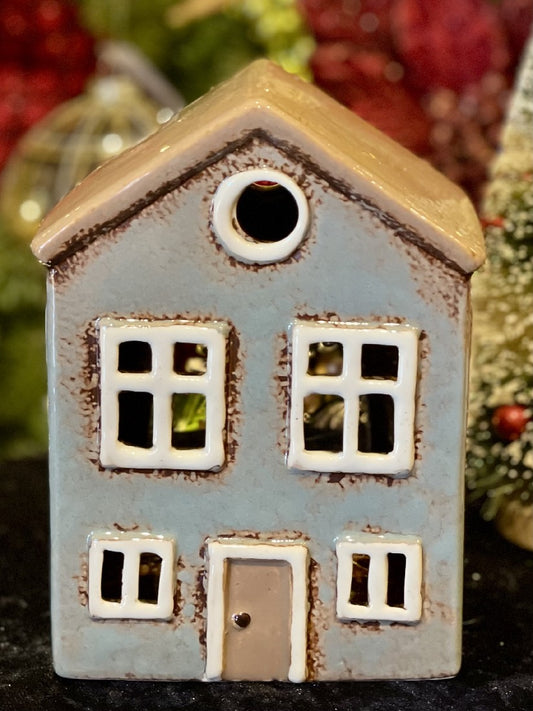 ALSACE TEA LIGHT HOUSE LIGHT BLUE YA0050