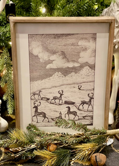 VINTAGE ETCHING - REINDEER SNOW SLEIGH FUN HF0035