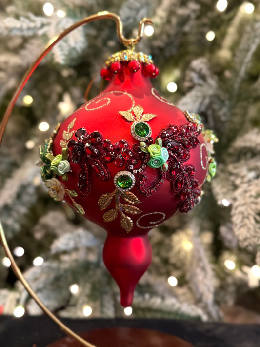 MARK ROBERTS - Red Kings Jewel Extra Fancy Finial Ornament 36-61510