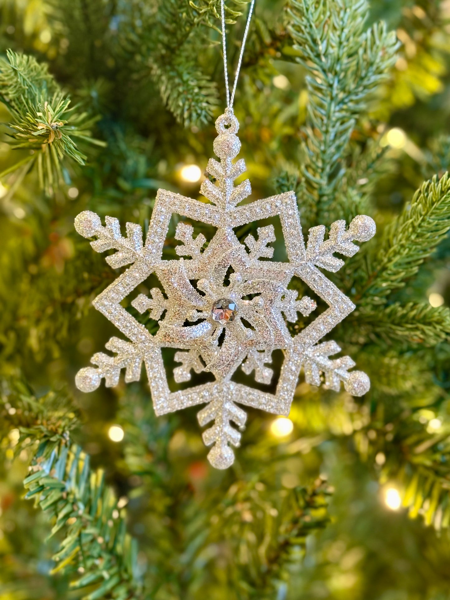 Silver Glitter Pointed Snowflake 4546002