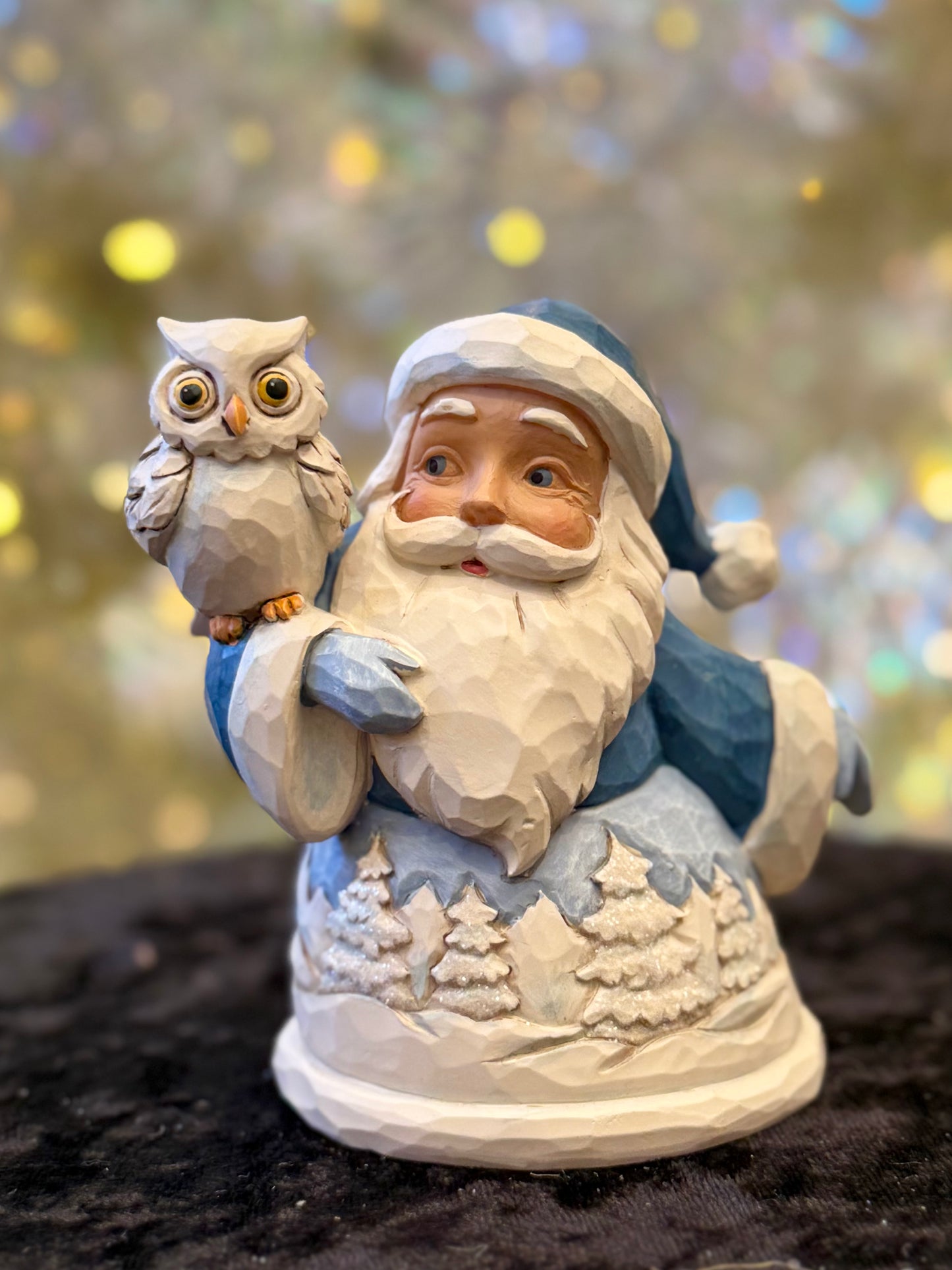 JIM SHORE HWC - MINI BLUE SANTA WITH OWL 6017274