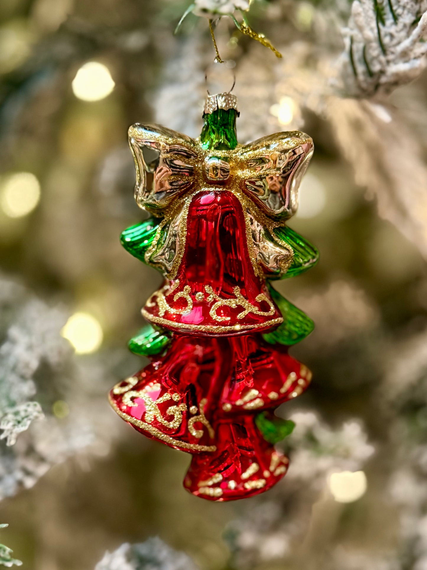RED & GOLD BELLS GLASS ORNAMENT 4524856