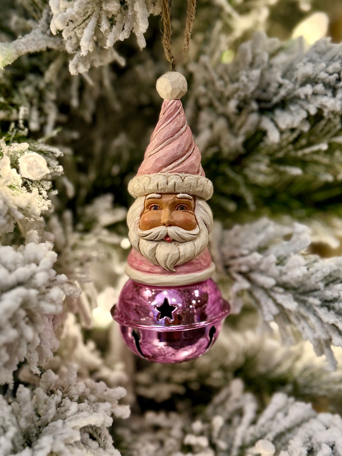 JIM SHORE HWC - HEARTWOOD SWEETS SANTA ON BELL HANGING ORNAMENT 6017021