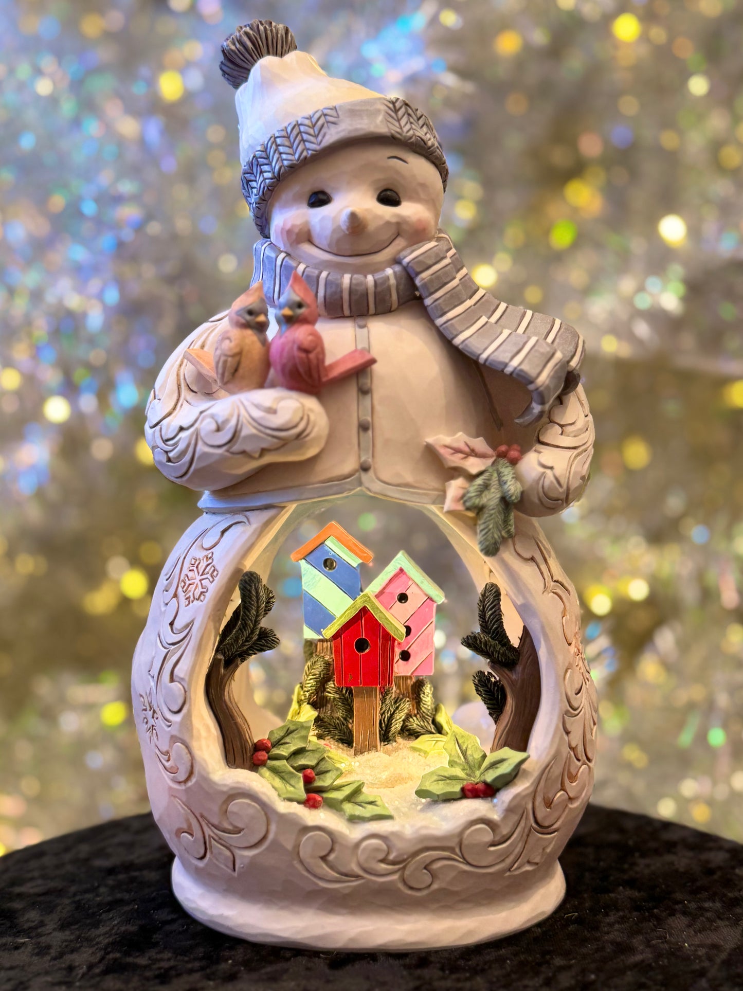 JIM SHORE LED SNOWMAN WITH SCENE 6015514