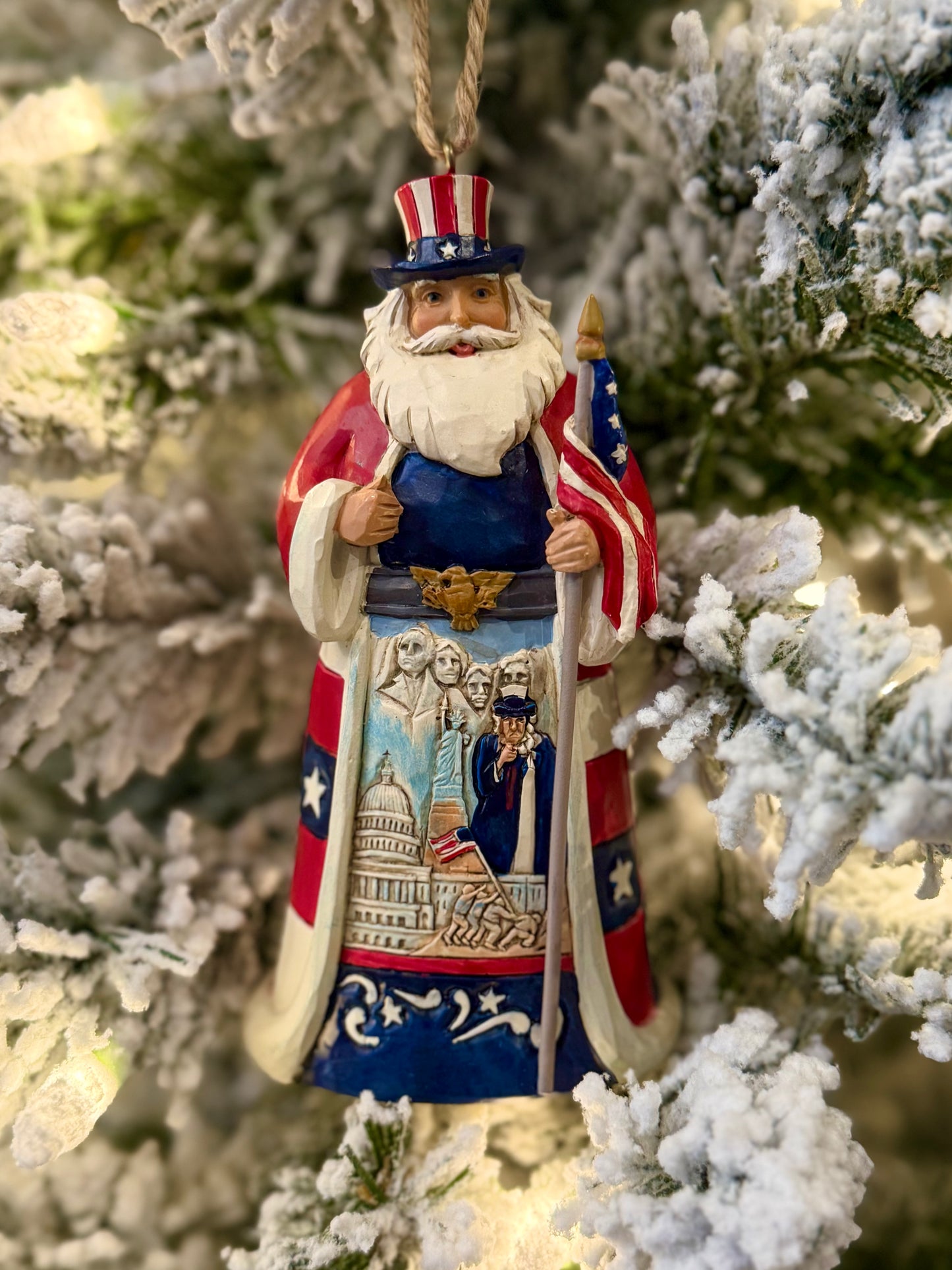 JIM SHORE HWC AMERICAN SANTA HANGING ORNAMENT 6001508
