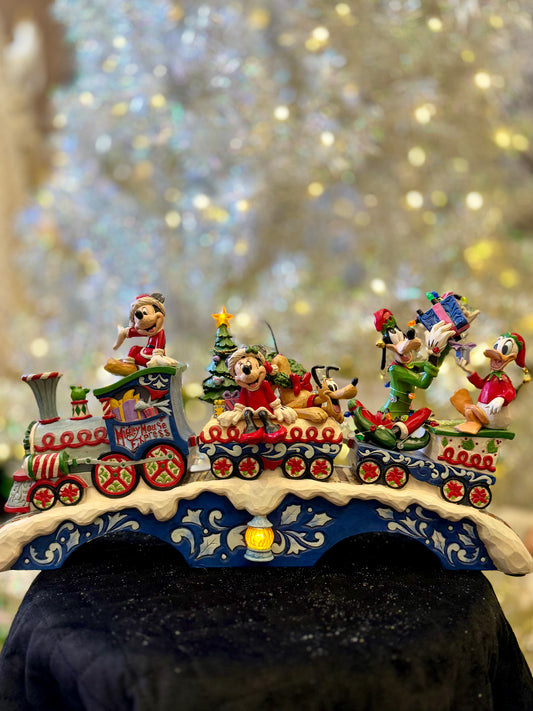 JIM SHORE DISNEY TRADITIONS MICKEY & MINNIE LED MUSICAL TRAIN 6014996