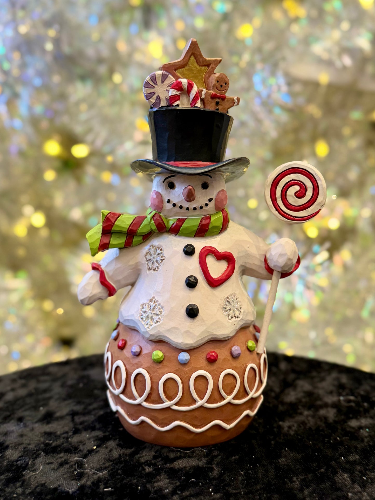 JIM SHORE GINGERBREAD CHRISTMAS SNOWMAN WITH SWEETS HAT 6017265