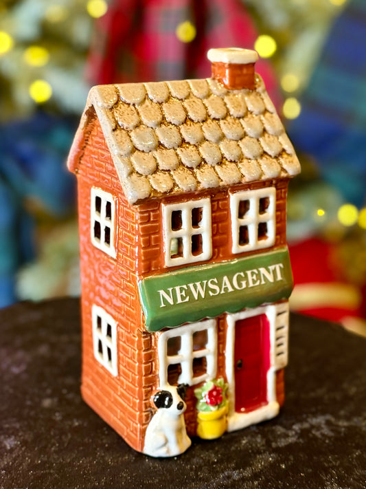 STONEWARE TEALIGHT HOUSE - NEWSAGENT LH139