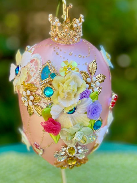 MARK ROBERTS FABERGE EGG 7 INCH JEWEL PALE PINK ORNAMENT 36-44206