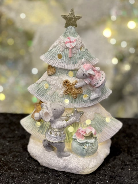 PASTEL MICE DECORATING TREE LED XMIC01B