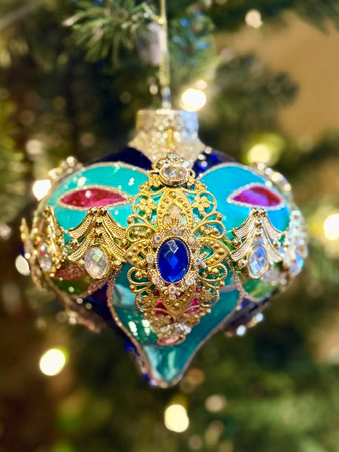 MARK ROBERTS - VENETIAN JEWELED SET OF 4 BOXED ORNAMENTS 36-61402