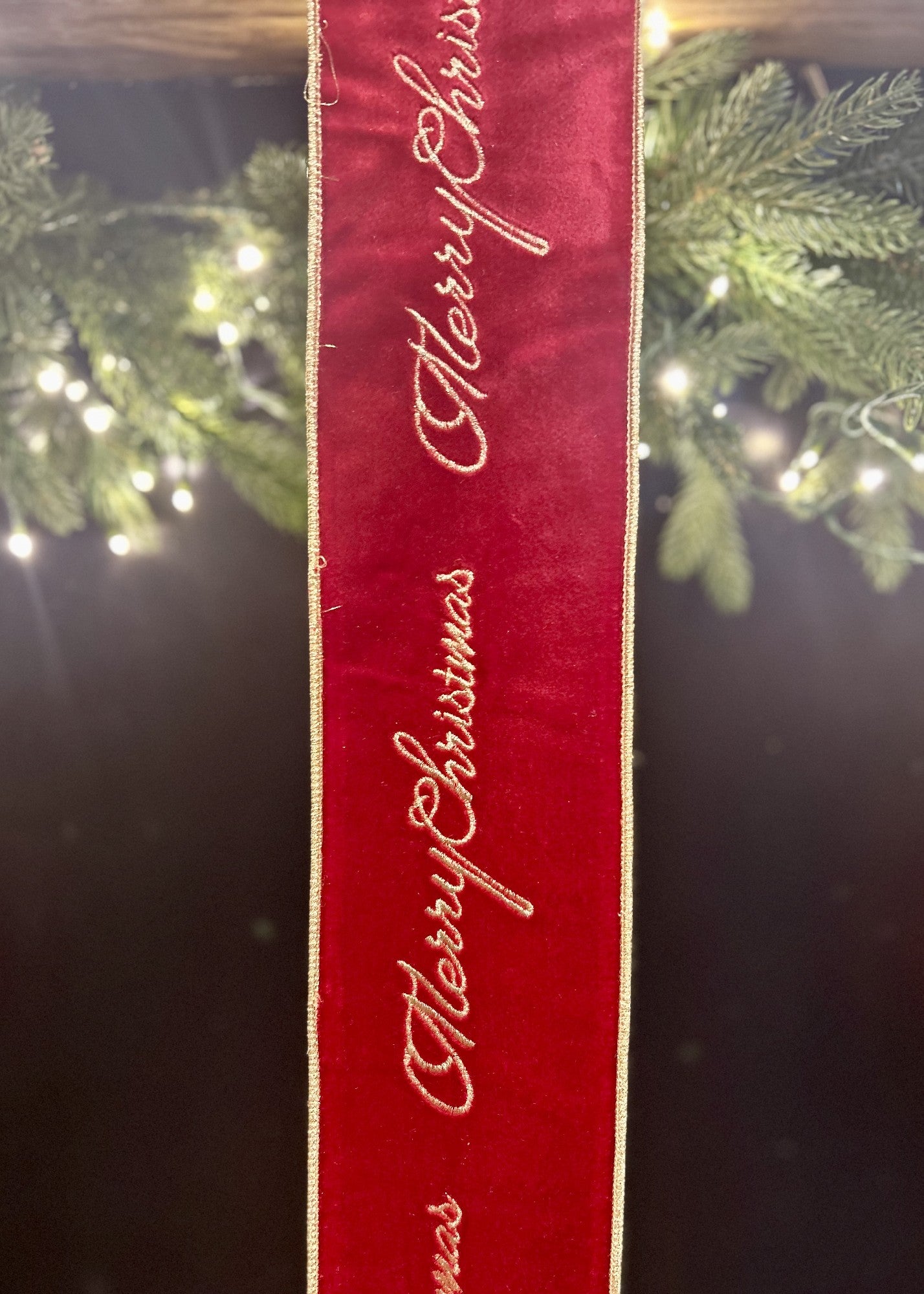 100mm Red Gold M/erry Christmas Ribbon ROM007