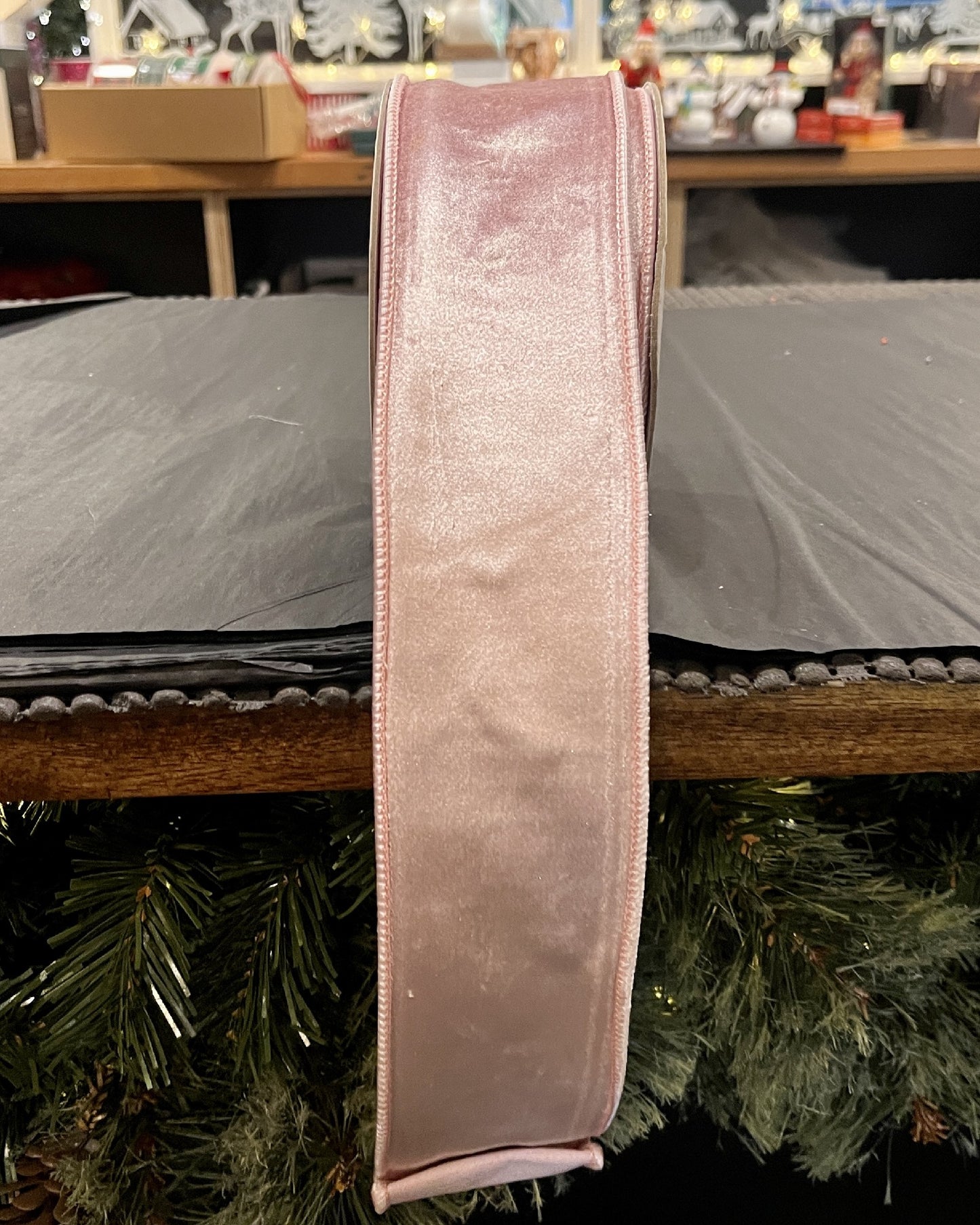 PINK VELOUR 2.5 INCH WIRE EDGE RIBBON ROM018