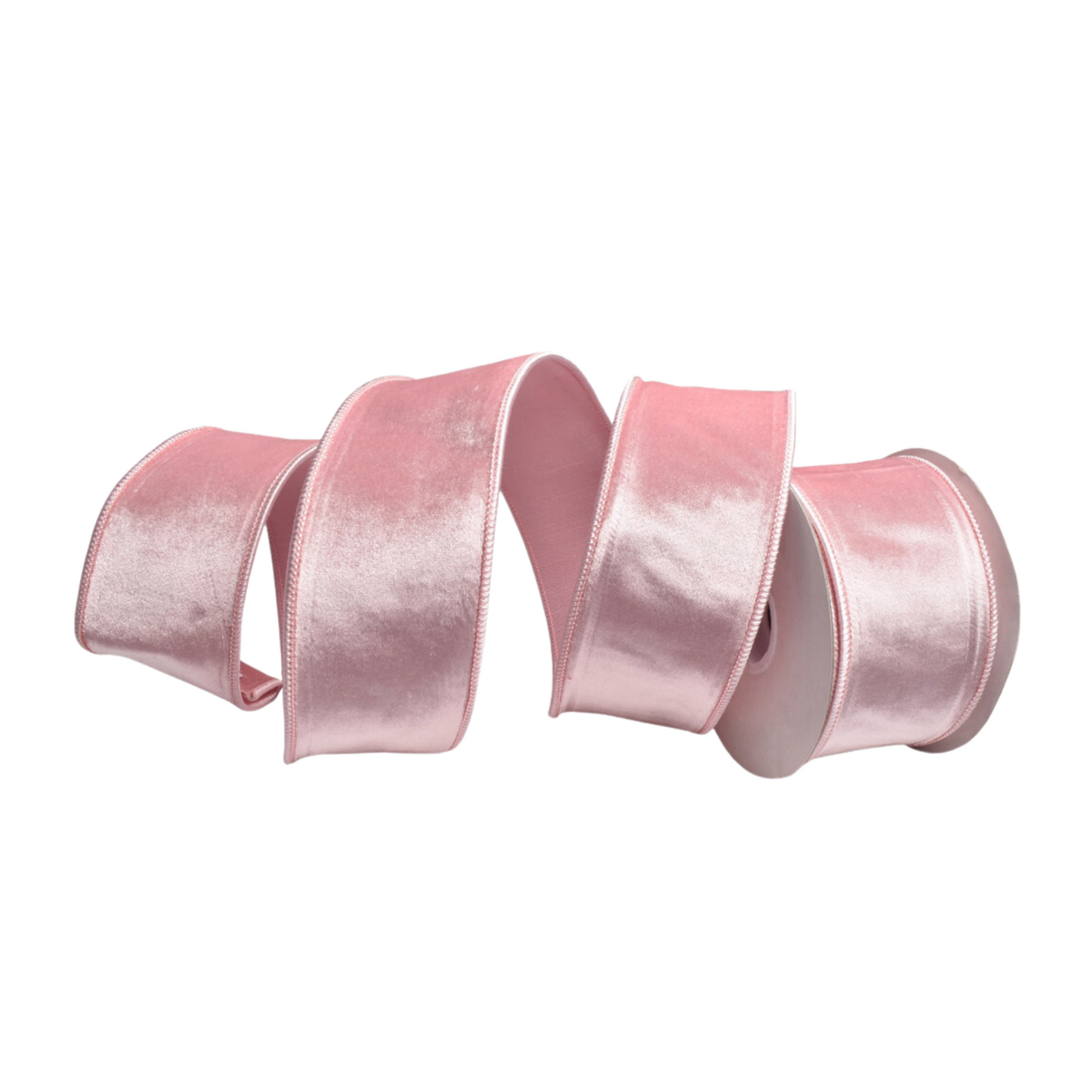 PINK VELOUR 2.5 INCH WIRE EDGE RIBBON ROM018