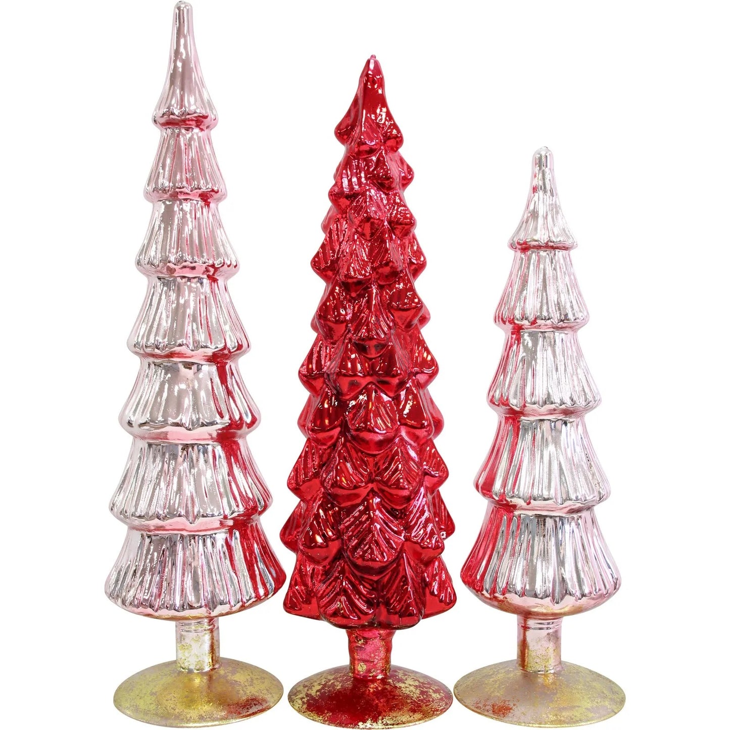 MOULIN ROUGE SET OF 3 MERCURY GLASS TREES HP9049-1
