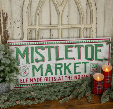 MISTLETOE MARKET TIN SIGN BF196820