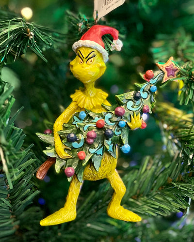 JIM SHORE - GRINCH WITH TREE HANGING ORNAMENT 6004069