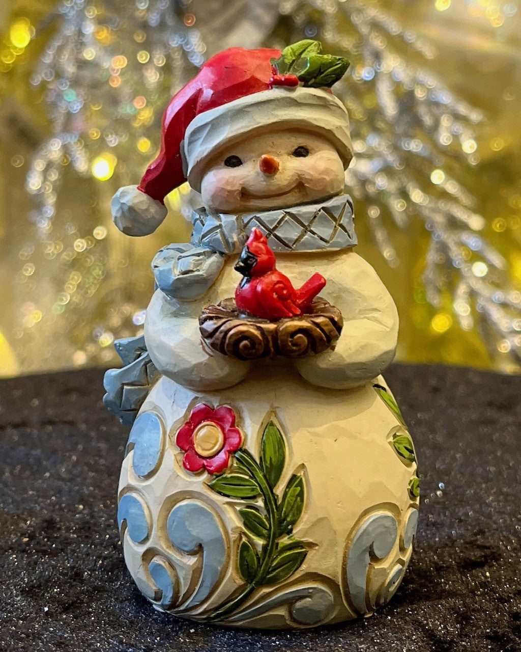 JIM SHORE HWC - MINI SNOWMAN WITH CARDINAL 6006659