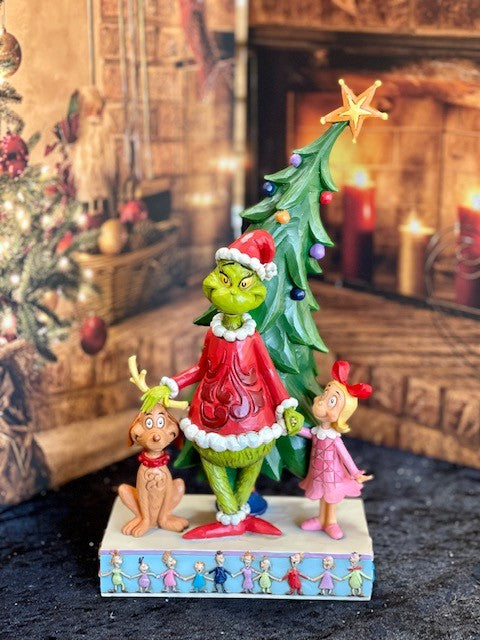 JIM SHORE GRINCH WITH TREE AND MAX & CINDY LOU 6006567
