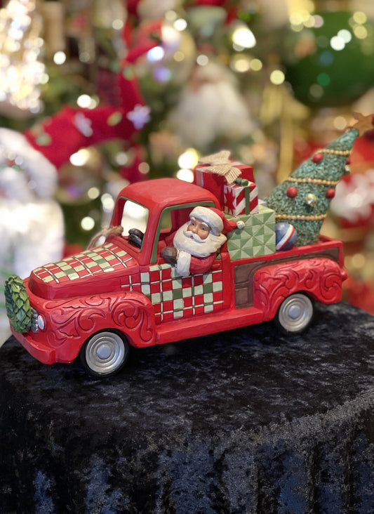 JIM SHORE COUNTRY LIVING SANTA IN RED TRUCK