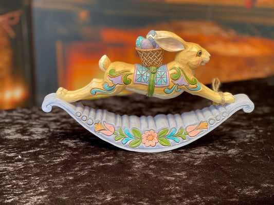 JIM SHORE HWC BUNNY ON ROCKER 6008404