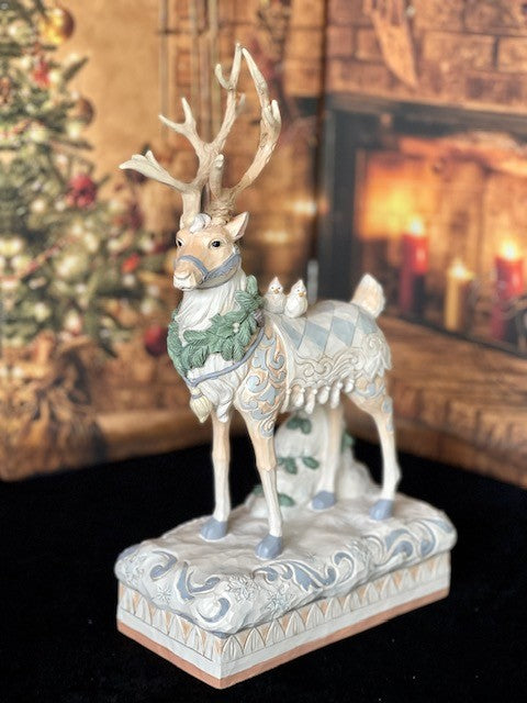 JIM SHORE HWC WHITE WOODLAND REINDEER CENTREPIECE 6008870
