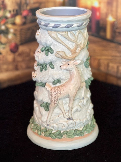 JIM SHORE HWC WHITE WOODLAND DEER CANDLEHOLDER 6008871
