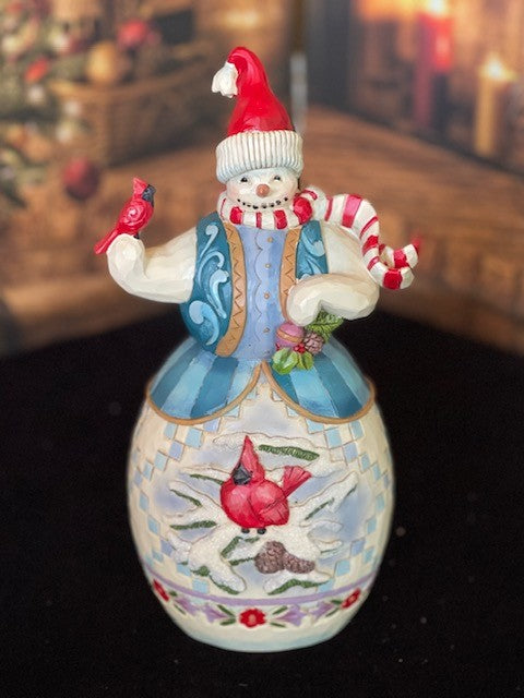 JIM SHORE HWC - SNOWMAN WITH CARDINAL 6008918