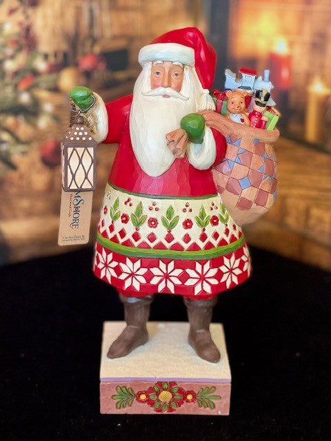 JIM SHORE HWC - SANTA WITH LANTERN AND TOYBAG 6008940