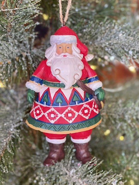 JIM SHORE HWC - LAPLAND SANTA WITH SATCHEL HANGING ORNAMENT 6009458