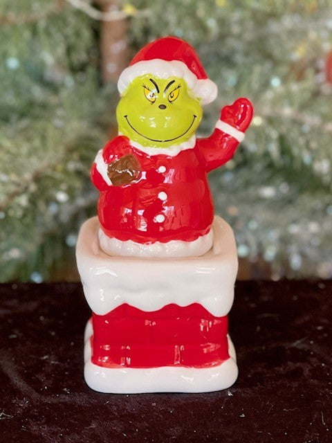 DEPT 56 SALT/PEPPER SANTA GRINCH IN CHIMNEY 6009064