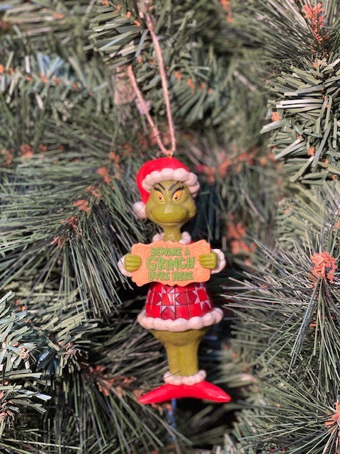 JIM SHORE GRINCH BEWARE A GRINCH HANGING ORNAMENT