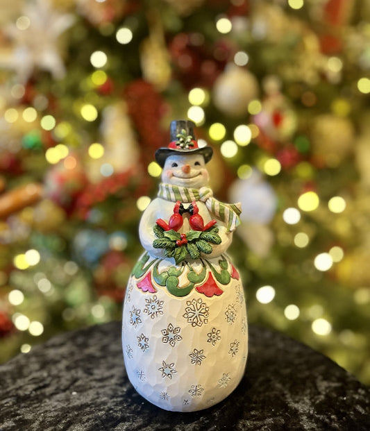 JIM SHORE HWC - SNOWMAN WITH CARDINAL 6009686