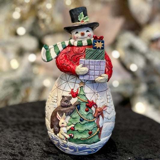 JIM SHORE - HWC 19CM SNOWMAN WITH GIFTS 6009692