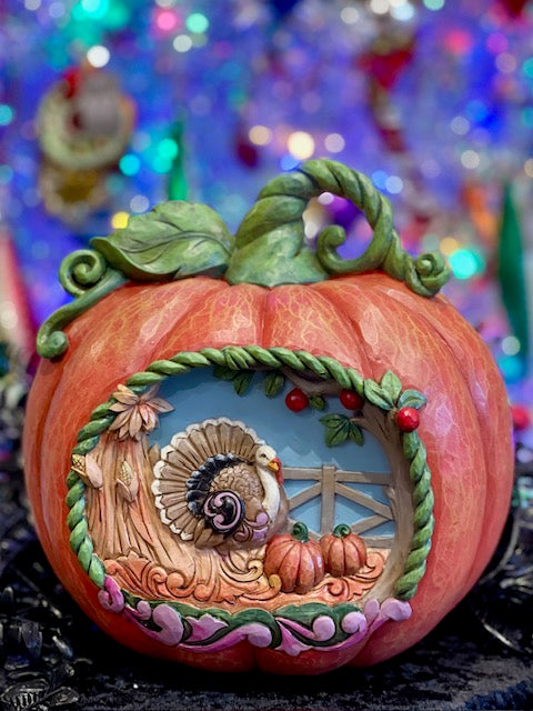 JIM SHORE HEARTWOOD CREEK PUMPKIN WITH TURKEY 6010678