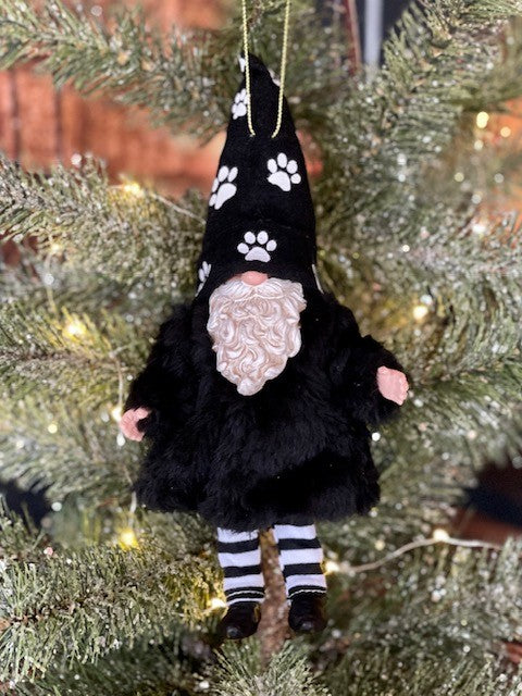 DEPT 56 FURRY PET BLACK GNOME HANGING ORNAMENT 6010901