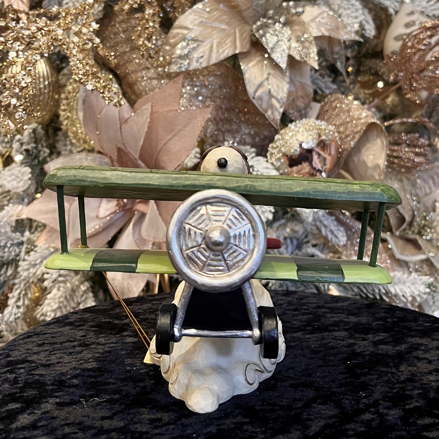 JIM SHORE PEANUTS - CHRISTMAS SNOOPY FLYING ACE PLANE 6010324